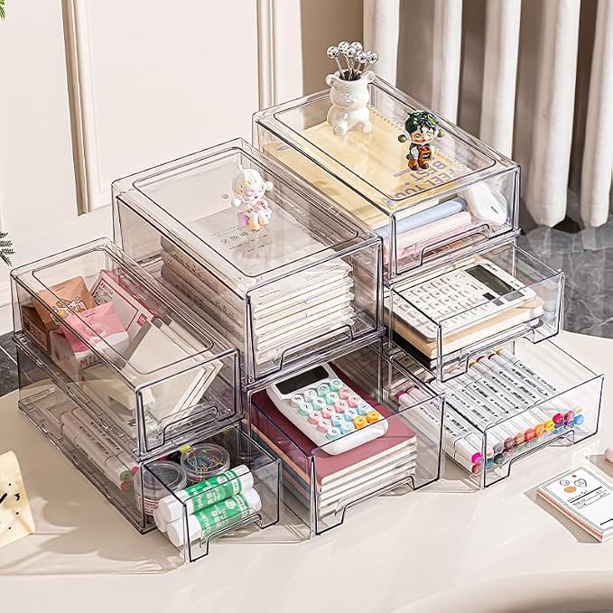 clear Drawer-Type Plastic Storage Box Bins Organizer，Family First Aid Kits Medicine cabinet Box Organizer,Closet ，Shelf，Ointments, Adhesive Bandages，Cosmetics,Office Items (clear, 2L Extra Large) - Image 3