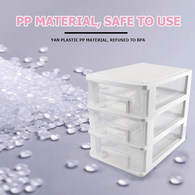 Plastic Desk Organizer,Desk Storage Box with 3 drawers,Makeup Organizer Sundries Storage Multifunction Storage Rack for Office School Home (White) - Image 5