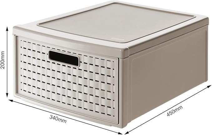 Rotho, Country, Drawer box 19.2 l in rattan-look, Plastic (PP) BPA-free, cappuccino, groß/19,2l (45,0 x 34,0 x 20,0 cm) | Large 45x34x20 cm stackable organizer for bathroom & kitchen, washable BPA-free PP material, made in Switzerland - Image 3