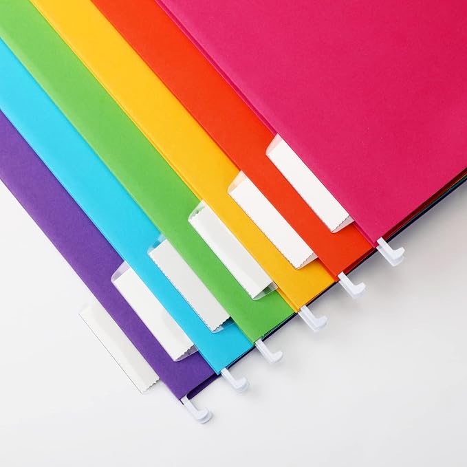 Yaomiao 24 Pack Hanging File Folders, 3 Pleats,Bright Color | Letter Size File Cabinet Folders, with 1/5-cut Adjustable Tabs, Expandable Document Cabinet, Home Desk Office Organization - Image 3