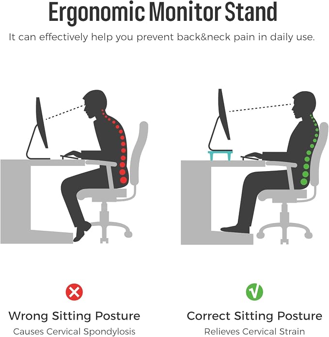 loukin Monitor Stand Riser for Desk, 22.4" × 8.2" Computer Stand, Brown | Supports 22 lb, No Installation Required, Water-Resistant Surface, Fits Laptops and Printers, Ergonomic Design - Image 5