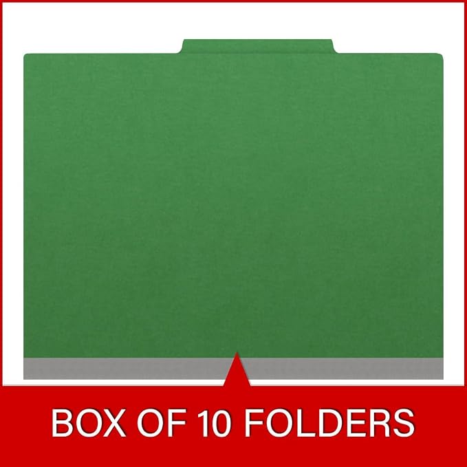 25 Pt. Pressboard Classification Folders, 2/5 Cut ROC Top Tab, Letter Size, 1 Pocket Divider, Moss Green (Box of 10) - Image 6