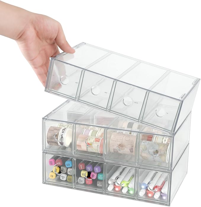 Stackable Organizer Acrylic Storage Drawers, Suitable for Desktop Storage, Office Supplies, Cosmetics, Stationery, Jewelry, Accessories (3) - Image 7