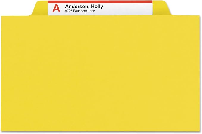 Smead Pressboard Classification File Folder with SafeSHIELD Fasteners, 1 Divider, 2" Expansion, Letter Size, Yellow, 10 per Box (13734) - Image 5