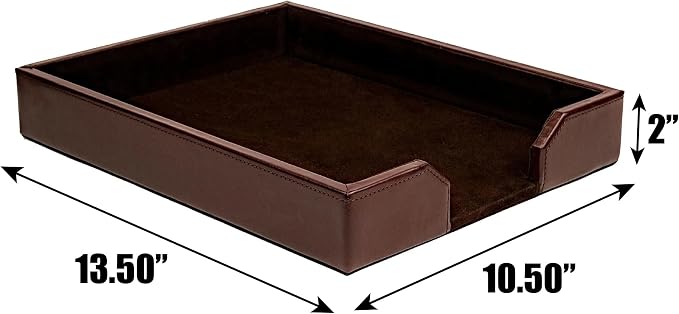 DACASSO Bonded Leather Desktop Letter Tray - Luxury Letter Holder & Paper Organizer for Desk - Office Organization & Executive Desk Decor - (Dark Brown) - Image 10