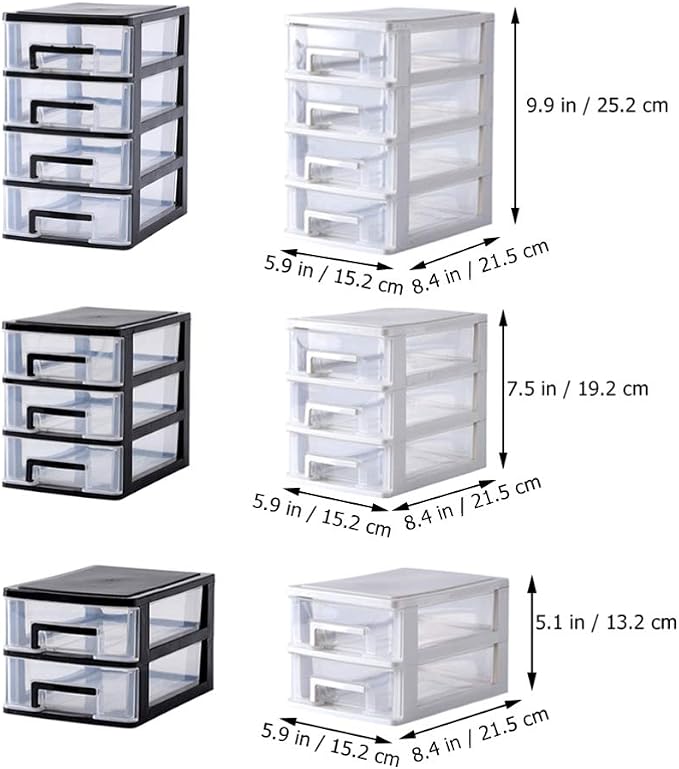 STOBOK 2pcs Transparent Drawer Type Storage Box Layers Mini Organizer for Cosmetics Sundries White Clear Plastic Makeup Storage for Desktop - Image 3