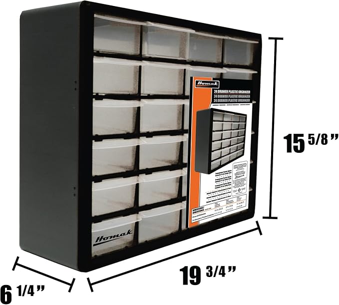 Homak 24-Drawer Parts Organizer, Black, HA01024152 - Image 3