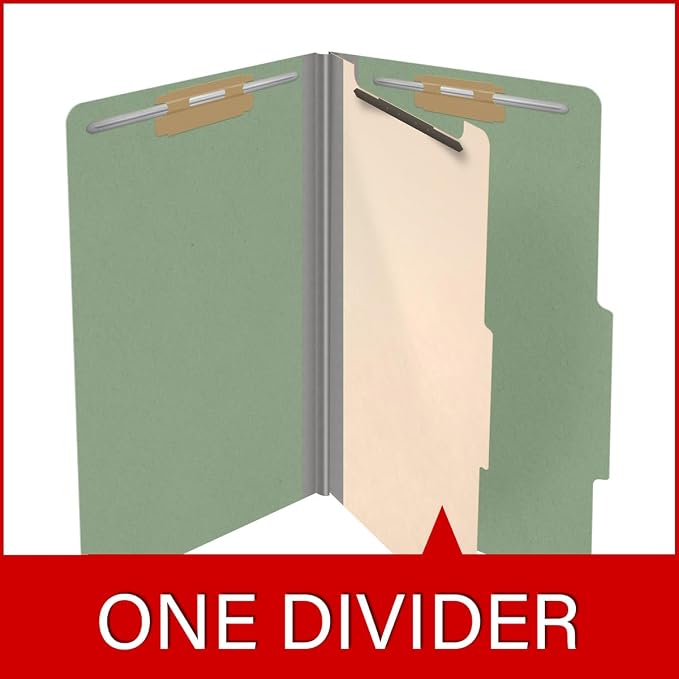 25 Pt. Pressboard Classification Folders, 2/5 Cut ROC Top Tab, Legal Size, 1 Divider, Green (Box of 10) - Image 8