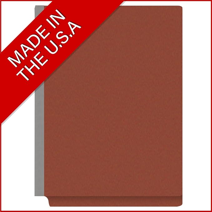 25 Pt. Pressboard Classification Folders, Full Cut End Tab, Letter Size, 2 Dividers, Brick Red (Box of 10) - Image 5