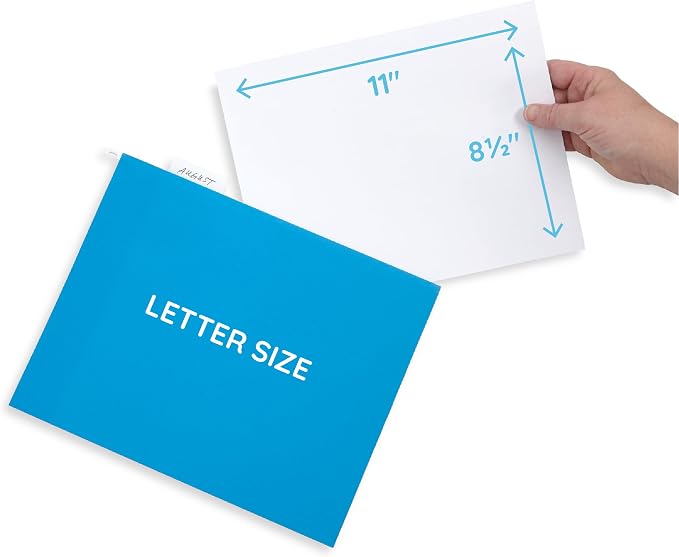 Blue Summit Supplies 50 Hanging File Folders, Letter Size, Blue | Reinforced letter size, 1/5 cut tabs, plastic tabs and inserts included, for filing cabinet, home, and office - Image 4
