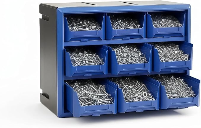 Northsky 9-Drawer Plastic Storage Drawers, Small Parts Organizer, Stackable Teacher Toolbox for Hardware, Screws, Nuts & Bolts, Stickers, Beads, Building Bricks, Garage Storage，14.17 × 7.09 × 9.45 by NorthSky