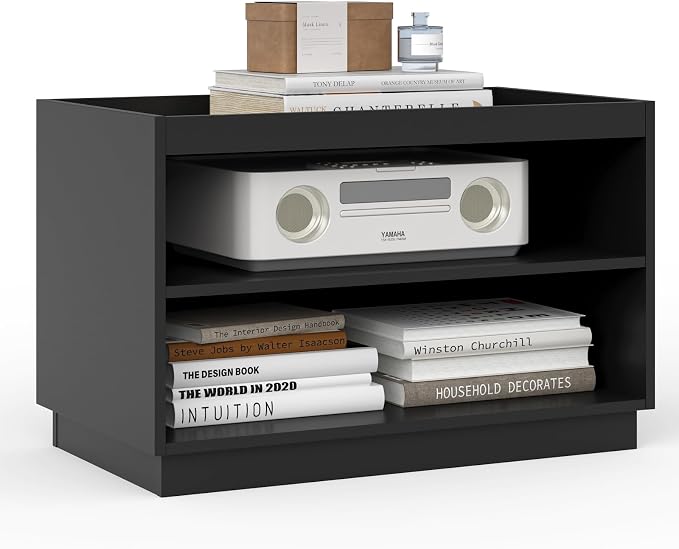 Stackable Storage 2-Shelf, 28" Wide Storage Bins with Open Compartment for Closet Organizers, Wood Stackable Closet Organizer Modern Large Stackable Storage Units for Living Room Hallway, Black | Closet Organizers, Wood Stackable Closet Organizer Moder... by PinkMuse