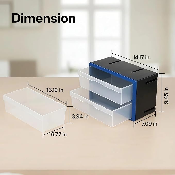 Northsky 2-Drawer Small Parts Cabinet, Stackable, Clear, 14.17 × 7.09 × 9.45 in - Image 3