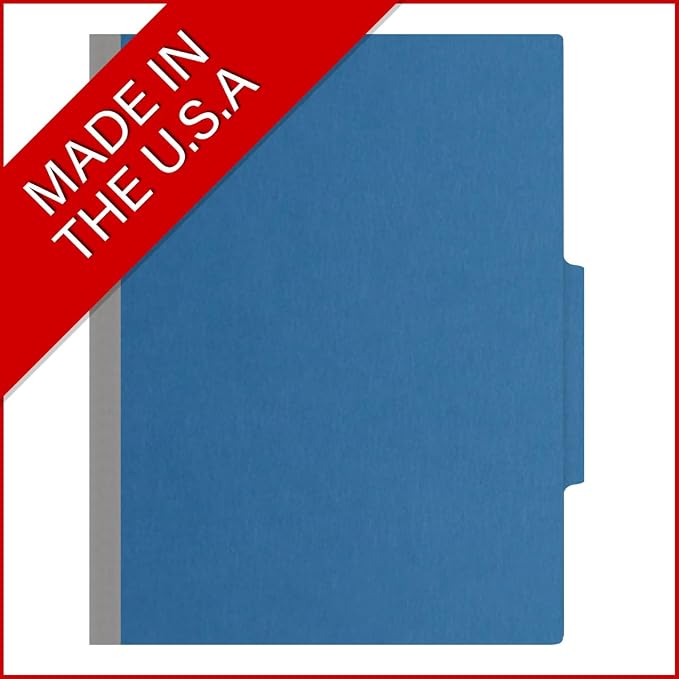 25 Pt. Pressboard Classification Folders, 2/5 Cut ROC Top Tab, Letter Size, 2 Dividers, Royal Blue (Box of 10) - Image 5