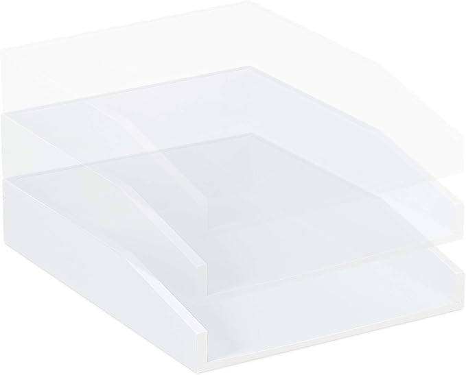 5 x document trays, stackable, DIN A4 paper, office, desk, bamboo wood letter tray, 6 x 25 x 33 cm, white - Image 6