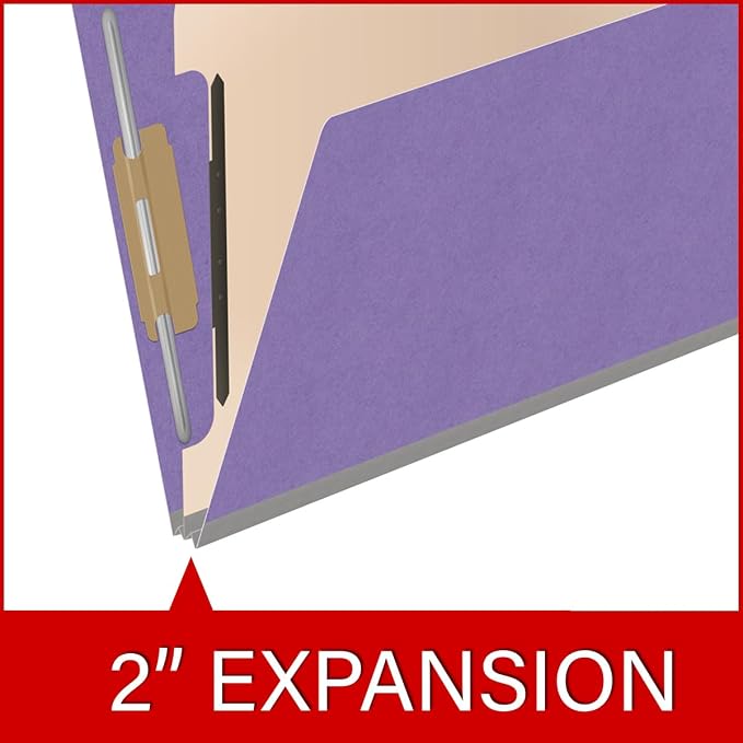 Ecom Folders Heavy Duty Top Tab Classification Folders | Letter Size 18 Pt Stock with 1 Divider | 2/5 Cut Right Position Tab for Medical, Legal and Office Documents | Purple, Box of 10 - Image 7