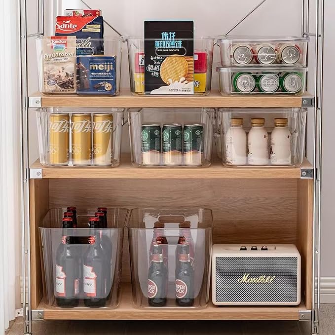 Ytteve 4 Pack Clear Storage Bins with Lids (14.4"x10.1"x9.5"), Heavy Duty Plastic Organizer Containers for Dog Food, Snacks, Books, Cosmetics, Pantry, Kitchen, Office - Thickened & Stackable - Image 6