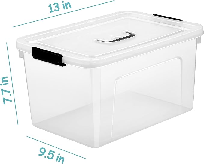 Clear Storage Latch Box 12 Quart, Plastic Organizing Box/Bin with Lid and Black Handles, 6-Pack - Image 2