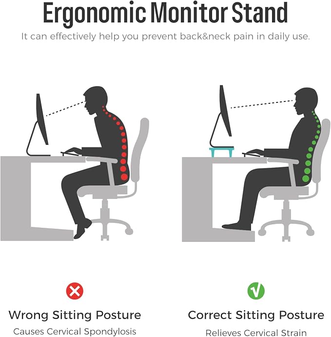 loukin Monitor Stand Riser for Desk, 22.4" × 8.2" Computer Stand, Wood | Supports 22 lb, No Installation Required, Water-Resistant Surface, Fits Laptops and Printers, Ergonomic Design - Image 7