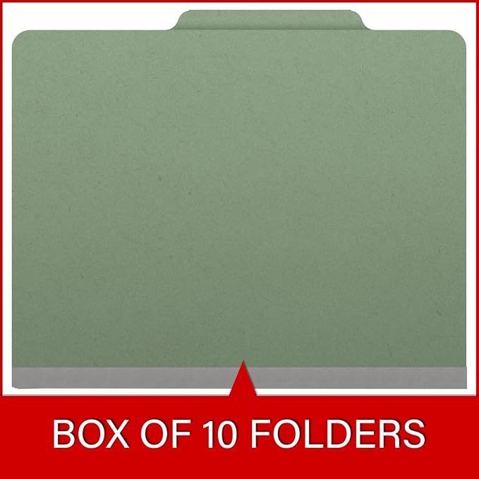 Top Tab Pressboard Folders, Letter Size, 2" exp, Fasteners Pos #1 & #3, Green (Box of 25) - Image 6