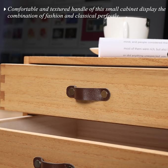DDYURI Wooden Desk Organizer with 2 Drawers - Desktop Storage Drawers for Office Supplies File Paper Storage - Wood Chest/Small Cabinets for Jewelry Dresser Kitchen Counter (FAX2C-LT） - Image 5