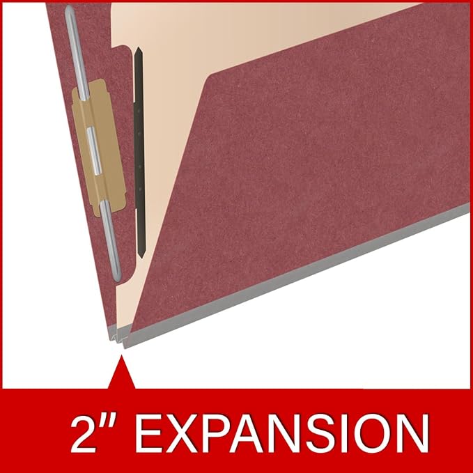 Pressboard Classification Folders, Full Cut End Tab, Letter Size, 1 Divider, Dark Red (Box of 10) - Image 7