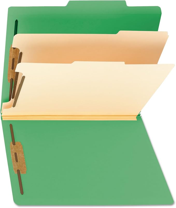 Smead Classification Folder with Prongs, 2 Dividers, 2" Fasteners, Letter Size, for Documents Organization, Durable File Organizer for Home, School or Office, Green (14702) - Image 4