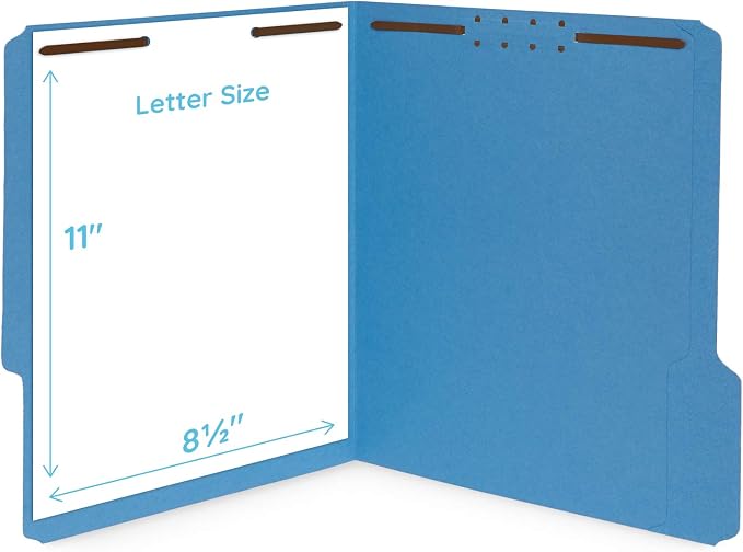 Blue Summit Supplies 50 Fastener File Folders, Letter, Assorted Colors | Assorted colors, durable 11pt paper, reinforced 1/3 cut tabs, 2 prong fasteners, medical, law and office files - Image 2