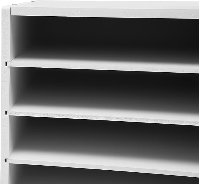 27 Slots Desktop File Sorter Literature Organizer Mail Paper Storage Cabinet Large PVC Classification Display Cabinet for Files Documents Letters, Office School Home Use (White) - Image 9