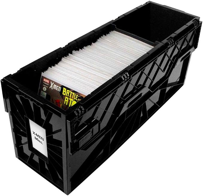 BCW Long Comic Book Bin - 5 Pack | Heavy Duty Comic Book Storage Box | Stackable Comic Bin Organizer for 300 Comics Each | Acid-Free Plastic Box with Divider & Label Slot - Image 2