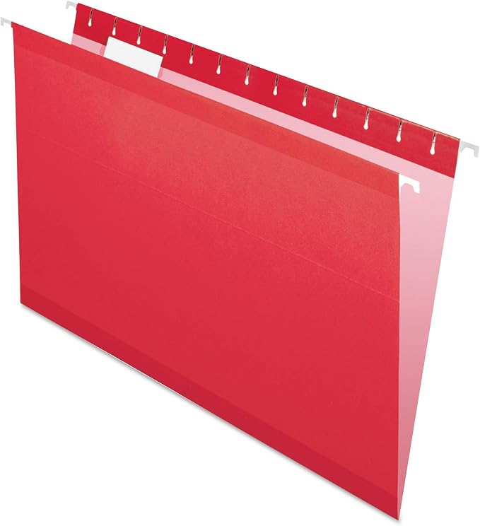 Pendaflex Reinforced Hanging File Folders, Legal Size, Red, 1/5 Cut, 25/BX (4153 1/5 RED) by TOPSProducts