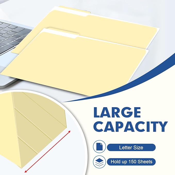 File Folder, PANDRI 270 Pack File Folder, 1/3 Cut Tab, Letter Size, Filing Folder for Office School Business, Manila - Image 5