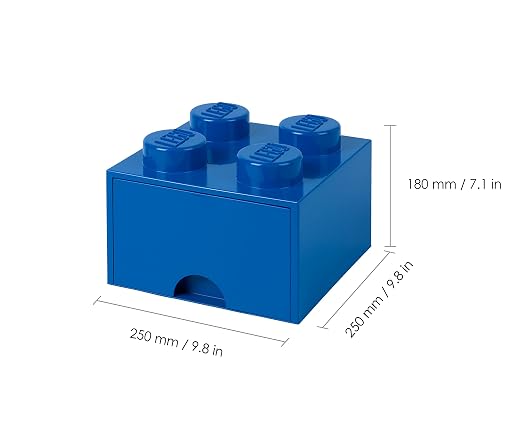 Room Copenhagen, LEGO Brick Drawer - Stackable Storage and Décor - Brick 4, Bright Blue | Oversized BPA-free plastic organizer for toys and stationery, 9.8 x 9.8 x 7.1 in, compatible with LEGO storage bricks - Image 3