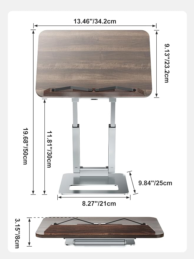 Tounee Book Stand for Reading, Telescopic Book Holder, Adjustable Height Pull Out Design Ergonomic Cookbook Stand with Elastic Page Clips Fits All Books - Image 7