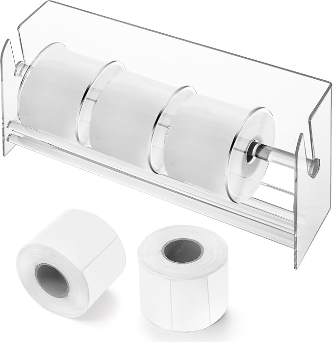 Lawei Adjustable Label Dispenser, 9 Disks Acrylic Sticker Dispenser Sticker Roll Holder, Clear Label Sticker Holder Organizer, Sticker Stand Label Holders for Office Home Desktop - Image 4