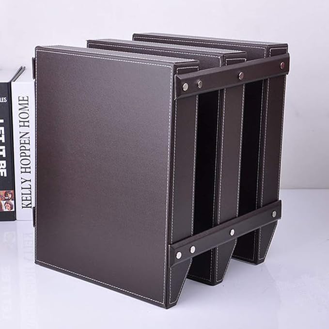 Very Sturdy 3 Tier Leather Desk File Rack for Office Supplies/Stationery/Folder,Stackable Letter Tray Organizer,Document Filing Organizer Holder for Desktop Storage (Brown)… - Image 5