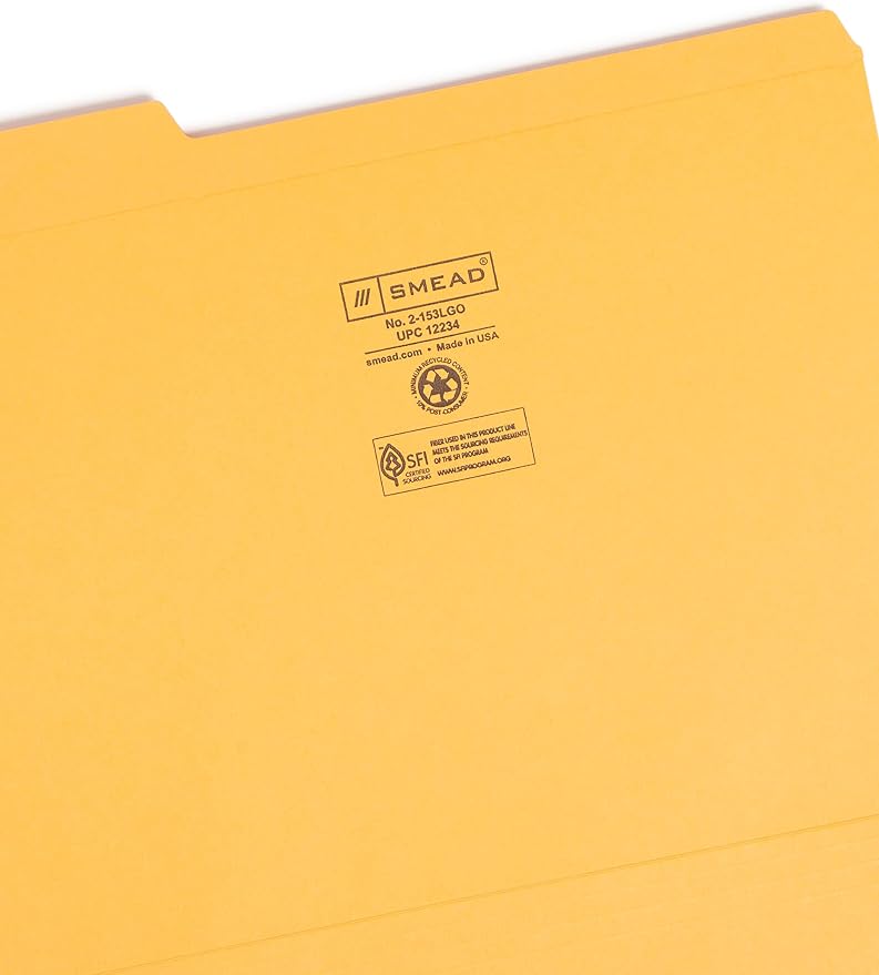 Smead File Folder, Reinforced 1/3-Cut Tab, Letter Size, Goldenrod, 100 per Box (12234) - Image 3