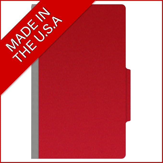 25 Pt. Pressboard Classification Folders, 2/5 Cut ROC Top Tab, Legal Size, 2 Dividers, Deep Red (Box of 10) - Image 5