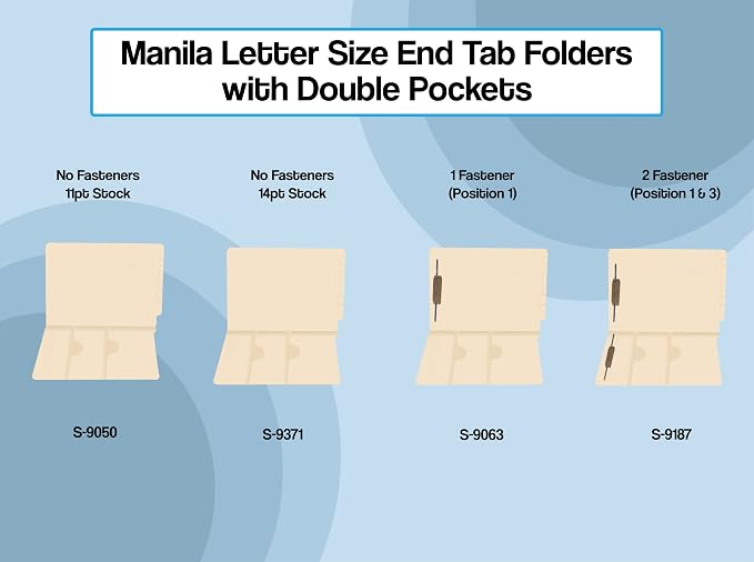 Pocket File Folders, Doctor Stuff, Reinforced End Tab Folder with Double Pocket on Inside, Two Fasteners in Position 1 & 3, 11 pt Manila Stock, Box of 50 - Image 6