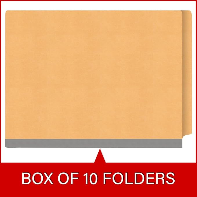 Ecom Folders Heavy Duty Top Tab Classification Folders | Letter Size 18 Pt Stock with 1 Divider | 2/5 Cut Right Position Tab for Medical, Legal and Office Documents | Gold, Box of 10 - Image 6