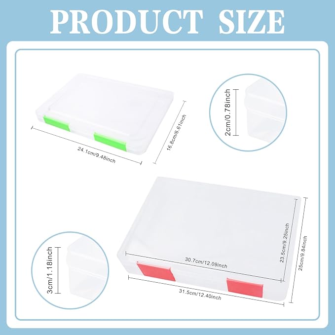 12 Pcs Clear A4 A5 File Box Document Plastic Storage Box with 48 Labels File Holder Organizer Paper Plastic Case Magazine Protector with Buckle Office School Supplies - Image 2