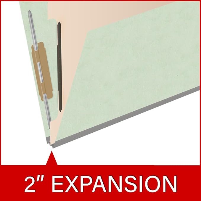 25 Pt. Pressboard Classification Folders, 2/5 Cut ROC Top Tab, Letter Size, 1 Divider, Pale Green (Box of 10) - Image 7