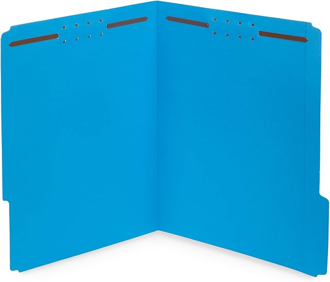 Blue Summit Supplies 50 Fastener File Folders, 1/3 Top Tab, Blue | Reinforced 1/3 top tab, letter size, 11pt, embedded fasteners, for medical files, reports, and office records by BlueSummitSupplies