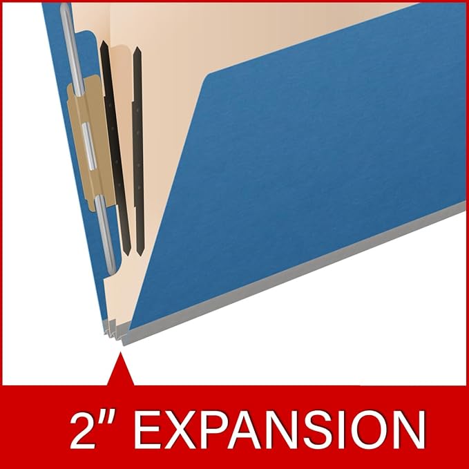25 Pt. Pressboard Classification Folders, Full Cut End Tab, Letter Size, 2 Dividers, Royal Blue (Box of 10) - Image 7