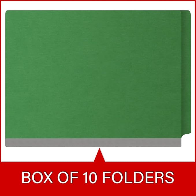 25 Pt. Pressboard Classification Folders, Full Cut End Tab, Letter Size, 2 Dividers, Moss Green (Box of 10) - Image 6