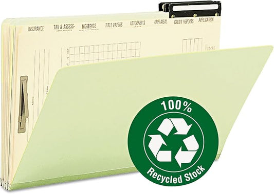 Smead 78208 Pressboard Mortgage File Folder with Dividers & Metal Tab Legal Green 10/Box by SMEAD