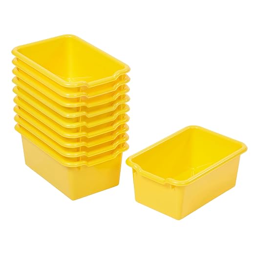 ECR4Kids Scoop Front Storage Bins, Multipurpose Organization, Yellow, 10-Piece by ECR4Kids
