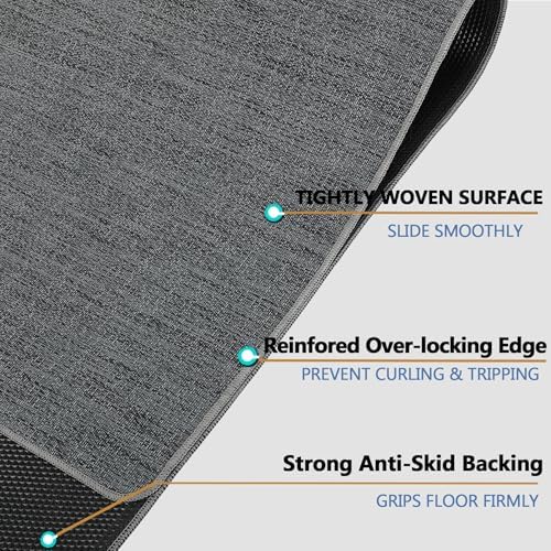 Chair Mat for Hardwood & Tile Floor, 47" x 52" Heavy Duty Office Chair Mat for Rolling Chairs Easy Glide, Anti Slip, Non-Curve, Floor Protector for Home Office, Graphite Texture - Image 3