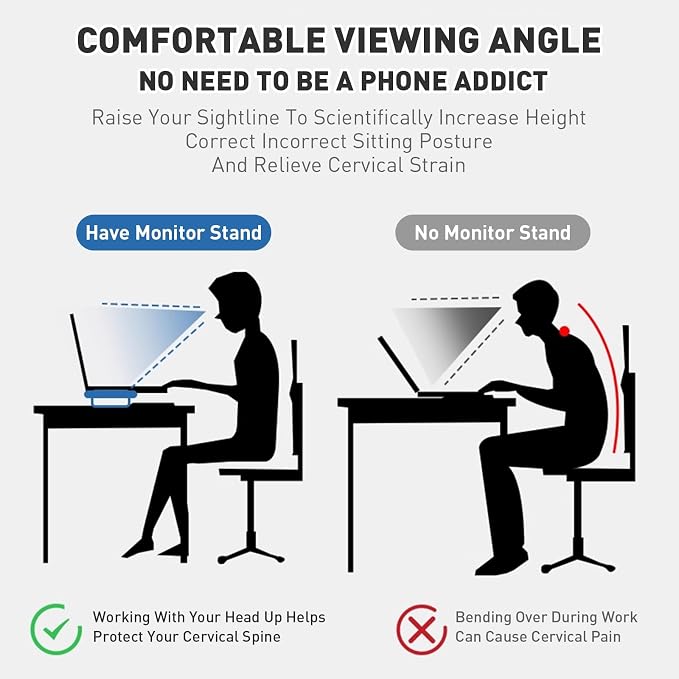 Dual Monitor Stand Riser, 47Inch Solid Wood Desktop Organizer with Non-Slip Pads, Holder for 2 Monitors, Laptops, TV, PC, Printer, Walnut Finish - Image 5