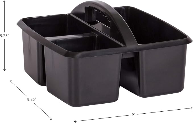 Teacher Created Resources Black Portable Plastic Storage Caddy 6-Pack for Classrooms, Kids Room, and Office Organization, 3 Compartment - Image 3
